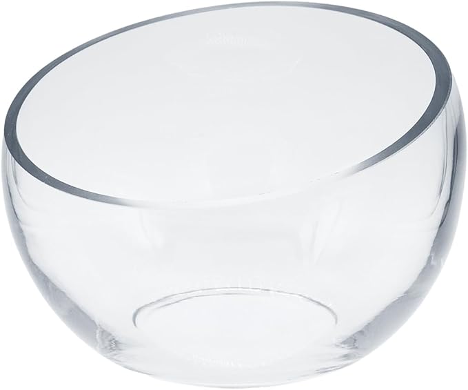 WGVI Slant Cut Bowl Glass Vase, Width 6.7", Height 5", Clear Terrarium, Candy Dish, Fruit Jar, Floral Container for Wedding Party Event, Home Office Decor, 12 Pieces