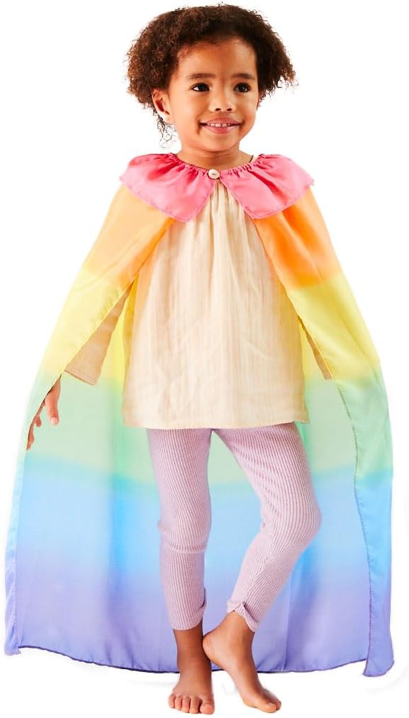 Sarah's Silks - Rainbow Cape for Kids Ages 3-8 | Montessori and Waldorf Toy Dress Up for Pretend Play | Birthday Gift for Boys and Girls