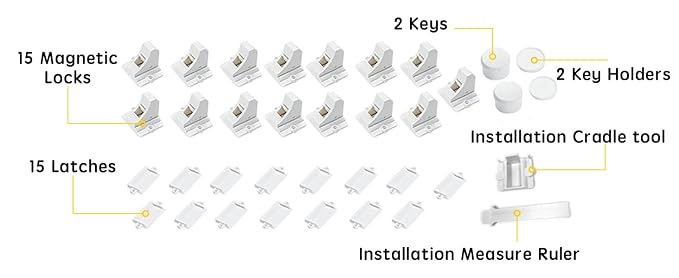 Vmaisi Baby Proofing Magnetic Cabinet Locks (15 Locks and 2 Keys) (Pack of 2)