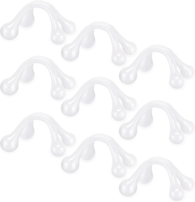 Liliful 9 Pcs 4 Point Massage Tools Small Hook Massager Handheld Palm Shaped Manual Back and Neck Massager Tools 4 Legged Hand Held for Body Muscles Arm Shoulder Leg (White)