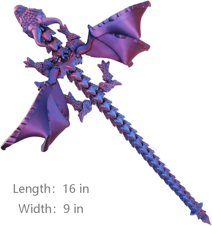 3D Printed Dragon Articulated Dragon with Movable Wings 16 inch Purple 3D Printed Animals Fidgets Toys for Kids