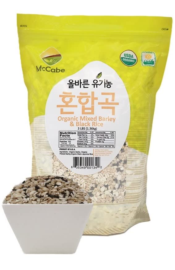 McCabe Organic Mixed Barley & Black Rice - Black Rice Organic | Rich with Fiber & Minerals | USDA and CCOF Certified | Packed in USA | 3Lbs (Pack of 2)