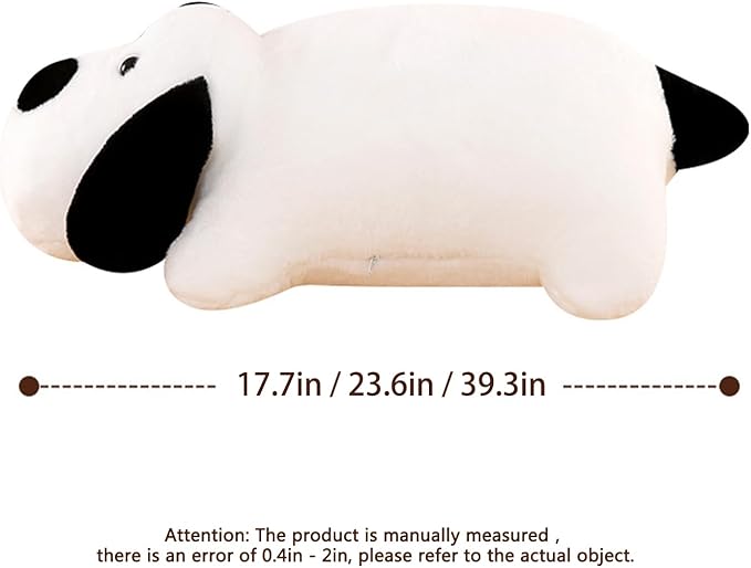 Haengbuk-Soft Puppy Plush Pillow, 39.3in/100cm Cute Stuffed Animals Toy, White and Black Dog Hugging Pillow, Gift for Kids and Friends