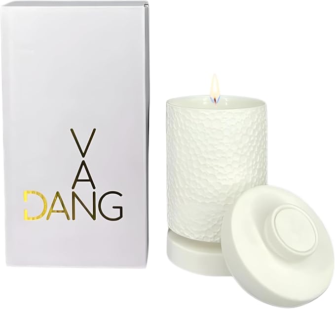Van Dang Moonscape Candle Texturized Crater Surface Luxury Aromatherapy Porcelain Decor Notes of Pink Pepper, Jasmine, Sambac, Musk & Amber Long Lasting 80 Hour Burn Time 330g (Acid Washed Dream)