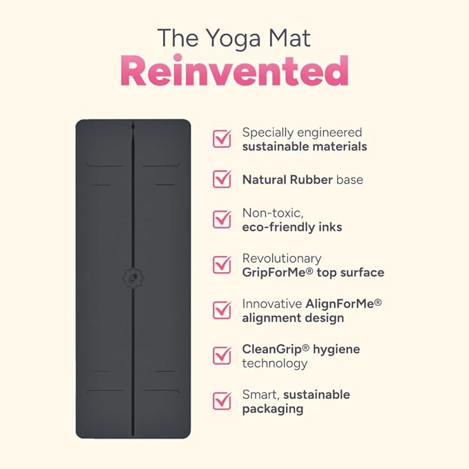 Liforme Evolve Yoga Mat – Free Yoga Bag Included - Patented Alignment System, Warrior-like Grip, Non-slip, Eco-friendly, Sweat-Resistant, Long, Wide, 4.2mm thick mat for comfort