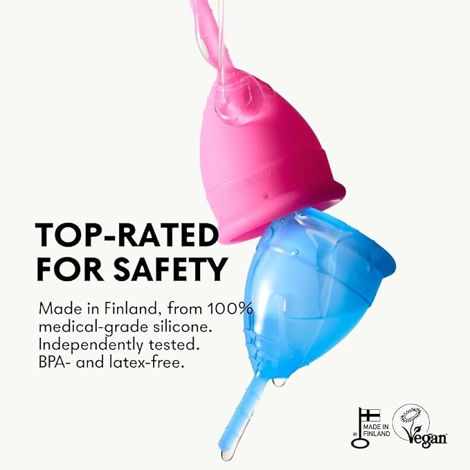 Lunette Menstrual Cup - Reusable Period Cup – Medical-Grade Silicone | 12‑hour Comfort, Reusable up to 10 years, BPA‑free, Tampon alternative, Made in Finland, Size 1 Pink