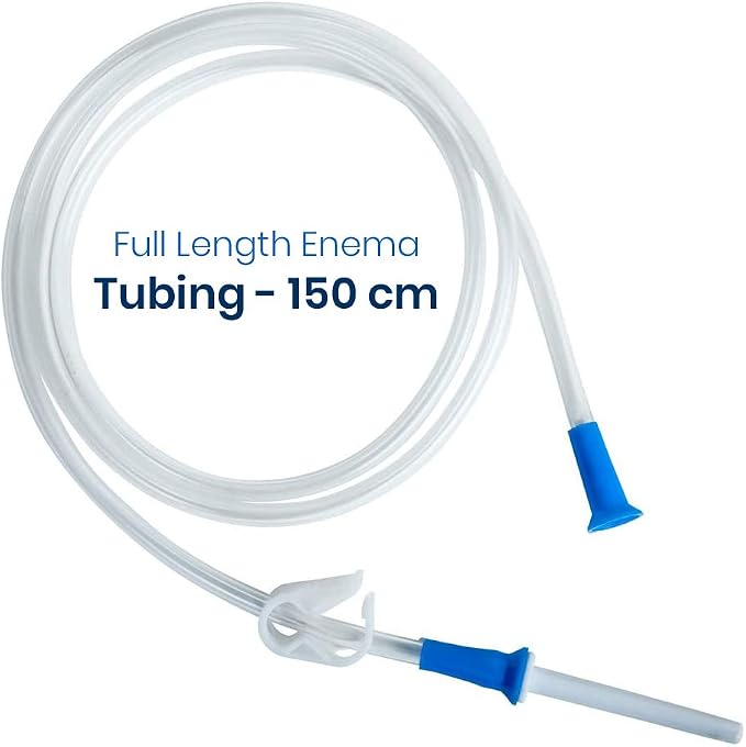 HealthAndYoga™ Replacement Enema Tubing – Super Economical, Hygienic, Medical Grade PVC - 1.5 Meter with Hose Clamp and Nozzle – Enema Supplies Compatible with most Bucket Bag Kits (1 Set)