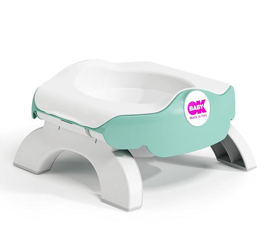 OKBABY On The Spot 3 in 1 Travel Potty Seat - Compact & Lightweight Design - Features Non-Slip Rubber Base - Removable Inner Bowl - Toilet Training Seat for Toddlers & Children, Turquoise