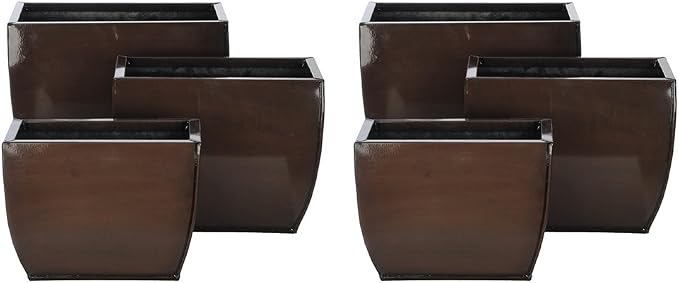 Gloss Brown 509 Zinc Vase (3 Sizes) - Set of 6 vases