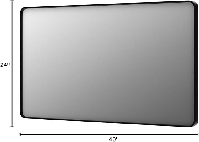 LOAAO 40x24 Inch Black Bathroom Mirror Metal Framed | Matte Black, Rounded Rectangle, Anti-Rust, Hangs Horizontally or Vertically