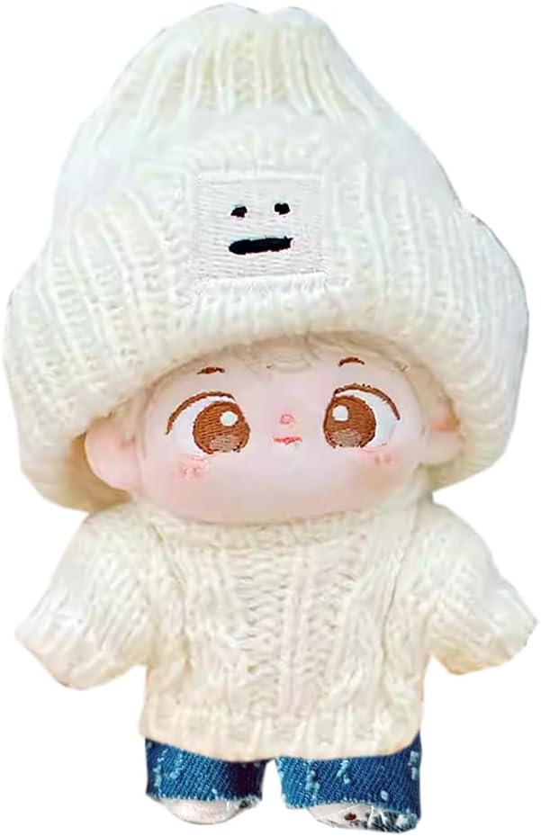 niannyyhouse 10cm-15cm Plush Doll Clothes Hat Sweater Jeans Compatible with 17cm Labubu Doll Dress Up (a8)