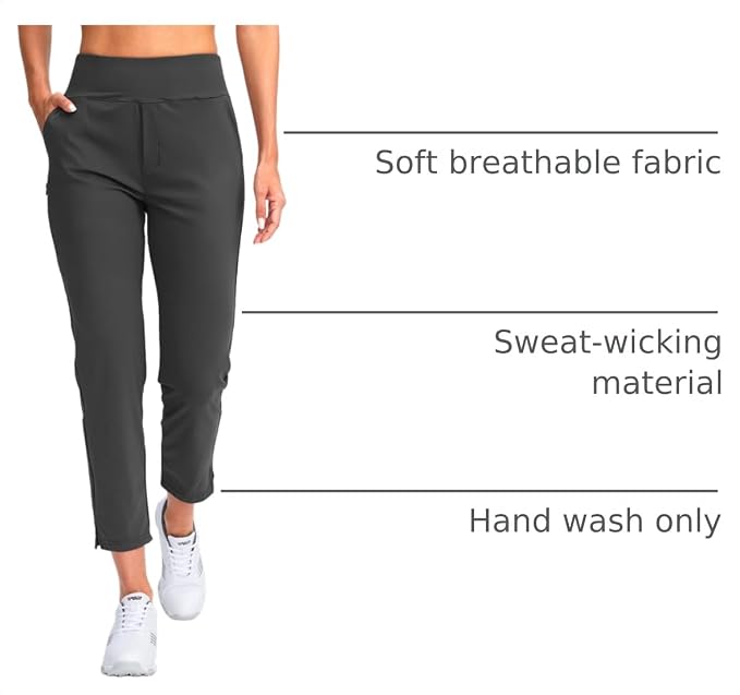 YYV Women's Golf Pants High Waist Stretch Ankle Pants with Pockets | Work Ankle Pants, Dress Pants with 4 Pockets, For Yoga Business Travel Casual