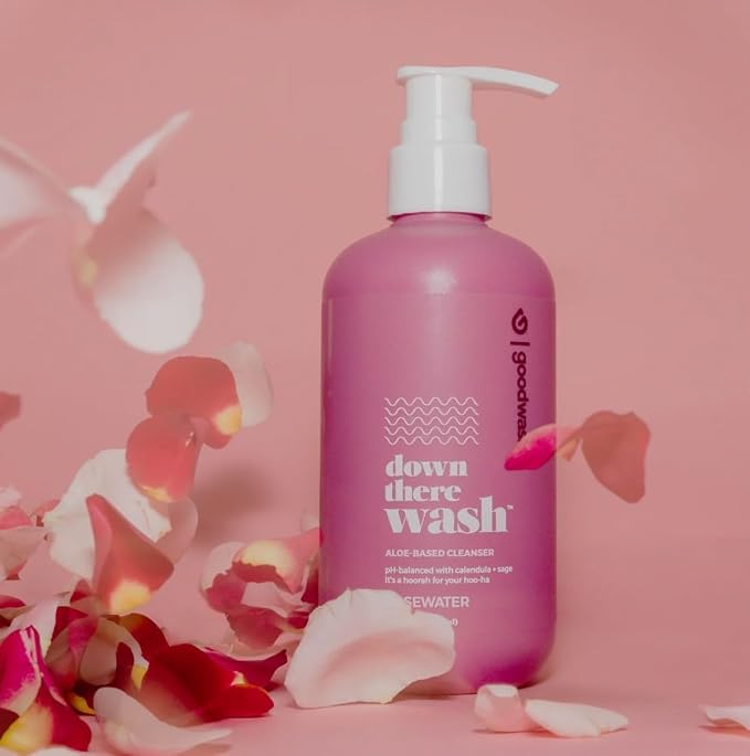 Down There Wash Aloe-Based Intimate Cleanser, pH-Balanced with Calendula and Sage, Rosewater Scent, 8.5oz