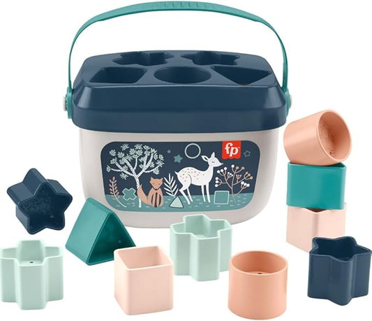 Fisher-Price Baby's First Blocks – Navy Fawn, Set of 10 Blocks for Stacking and Sorting Play for Infants Ages 6 Months and Older (Amazon Exclusive)