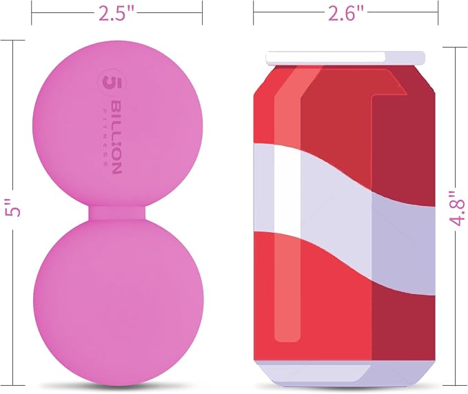 5BILLION Peanut Massage Ball - Double Lacrosse Massage Ball & Mobility Ball for Physical Therapy, Deep Tissue Massage Tool for Myofascial Release, Muscle Relaxer, Pink
