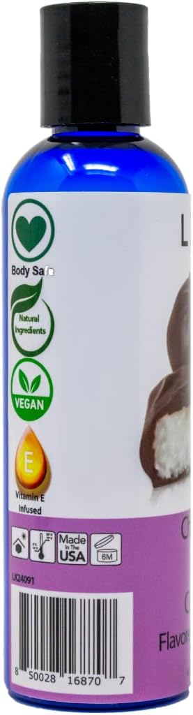 Lick Chocolate and Coconut Massage Oil – Tropical Dessert Edible Massage Oil with Sweet Almond Oil & Vitamin E, Smooth Body-Safe Glide for Couples Massage, 4 oz