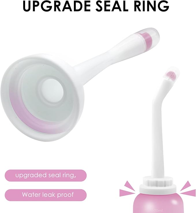 Peri Bottle Postpartum, RUFCRIL 500ml Portable Bidet, Upside Down Perineal Wash Bottle, Boilable TPE, Travel Bag, for Perineal Care, Hemorrhoid Care, Feminine Cleansing & Baby (Pink)