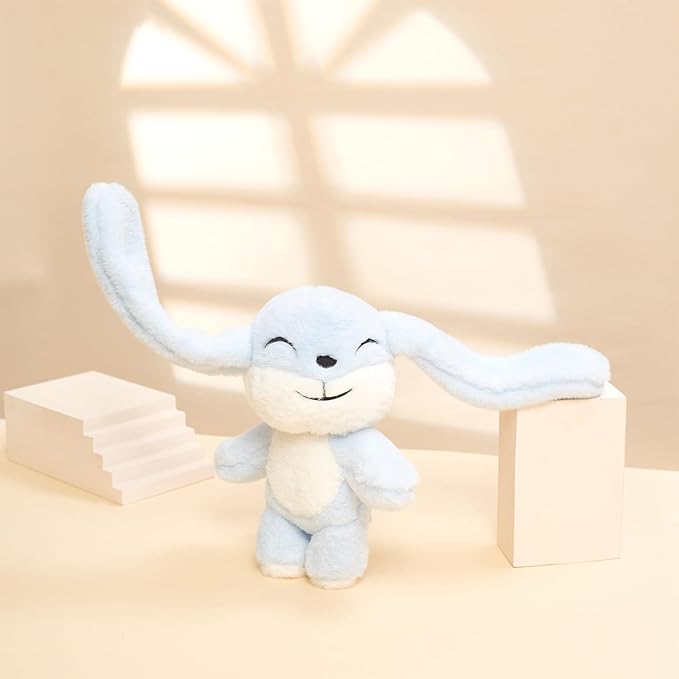 Bunny Plush Toy Stuffed Animal Funny Rotating Head Rabbit Plush Pillows Toy Cute Sensory Soft Stuffed Animals Doll That Show Your Mood Stuffed Bunny For Easter Christmas Birthday Gift，11in(Blue)
