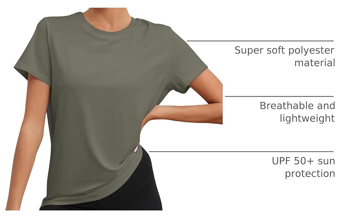 KevaMolly Workout Tops for Women UPF50+ Breathable Loose Fit Yoga T Shirts Short Sleeve Running Gym Athletic Tee Top