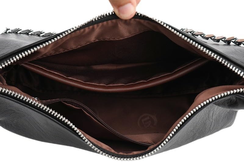 Women Shoulder Bag PU Leather Classic Trendy Purse with Adjustable Strap Chain Decoration