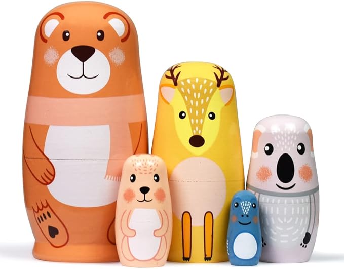 Tphon Nesting Dolls Wooden Russian Matryoshka Dolls for Toddlers Kids Handmade Toys Stacking Doll Set for Children Christmas Birthday Decoration Halloween Wishing Gift