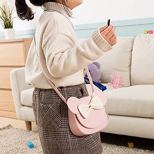 Little Mouse Ear Bow Crossbody Purse,PU Shoulder Handbag for Kids Girls Toddlers(Pink)