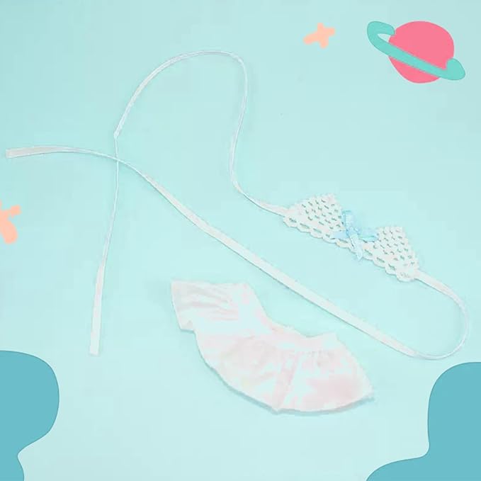 Swimsuit Party for 17cm Doll(No Dolls),5-Piece Set Including Clothes, Skirt, Blue Glasses, Blue Swimming Ring and Bell, Swimsuit Set, hot Party Style, Summer Beach Style,Blue Bow Outfit