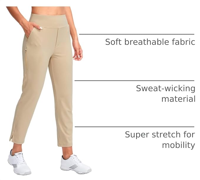 YYV Women's Golf Pants High Waist Stretch Ankle Pants with Pockets | Work Ankle Pants, Dress Pants with 4 Pockets, For Yoga Business Travel Casual