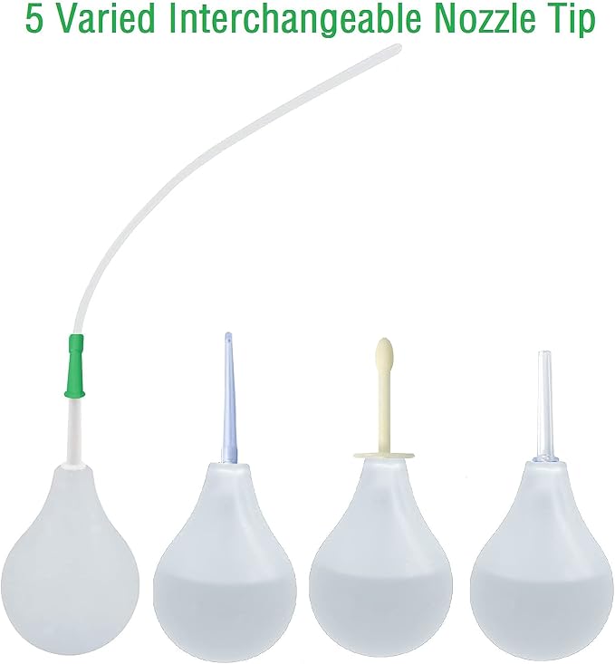 Clear Silicone Enema Bulb Anal Douche Kit for Colon Cleansing Men Women with 5Pcs Enema Replacement Nozzle Tip Applicator, Enema Vaginal Pump Rectal Irrigation Syringe Squeeze Ball Feminine Wash Care