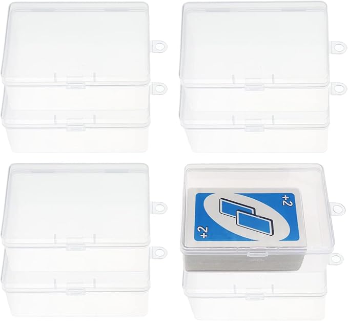 Plastic UNO Card Box Case, High Capacity Playing Card Case Holder Storage Box, Clear Card Deck Case (NO Cards) (Set of 8)