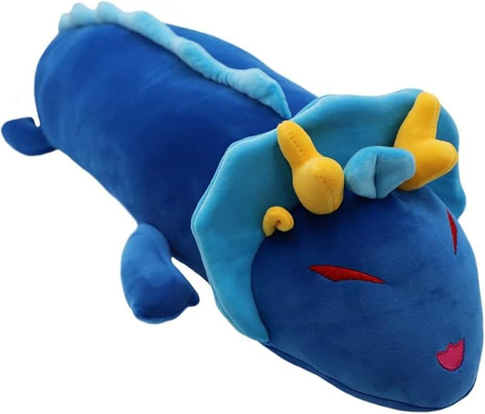 ELAINREN Fluffy Chinese Blue Dragon Plush Pillow - Super Soft Long Shape Stuffed Body Pillow - Large Anime White Dragon Plushie Dolls Gifts/35.4''