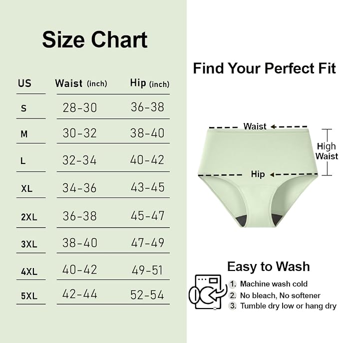 Battewa Washable Absorbency Incontinence Regular Underwear for Women, Reusable Leak Proof Protection Panties for Bladder Leakage(5Beige, Medium, 5 Pack)