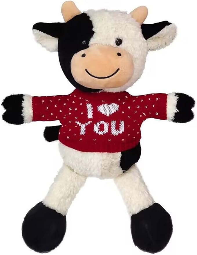 Cow Stuffed Animal Cow Plush Doll Toy 11.8 inch for Girls Boys Christmas (Cow red Clothes)