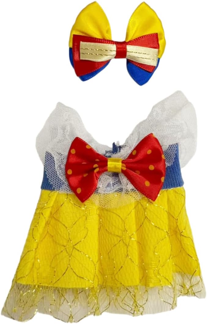 17cm Lebubu Dolls Clothes Dresses, Labooboo Bulk Doll Clothing Set, Lububu Designer Clothes Outfits for Plush Dolls 7 Inch, Yellow Dresses, White Dress
