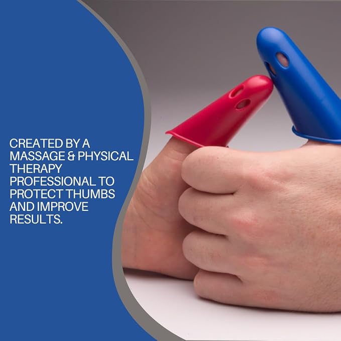 Thumbsavers Massage Tool for Deep Tissue and Trigger Point Massage – Thumb and Joint Support for Massage Therapists, Chiropractors and Physical Therapists – Hand Protection Aid (Small, Red)