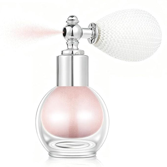 Nude Pink Face and Body Highlighter Spray for Natural Glow Makeup, 0.14oz | High Gloss Powder, Waterproof Shimmer Spray for Women Mardi Gras Singer Concert Music Rave Festival Outfits Accessories