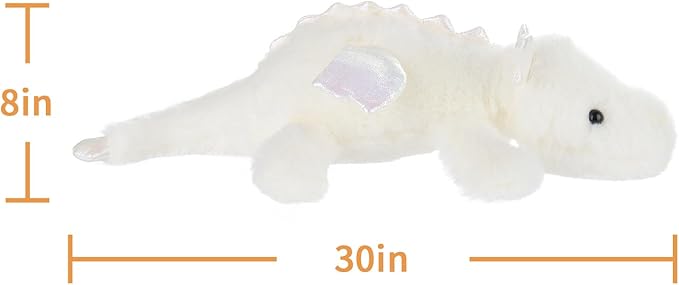 Apricot Lamb Lying Dragon Plush Stuffed Animals for Kids, Soft Cute Plush Toys for Baby Girl and Boy, Large Fluffy Lying Dragon White