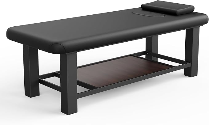 Dolonm 700LBS Heavy Duty Stationary Massage Table with Open-Chest & Headrest for Treatment, Physical Therapy, Spa Facial Professional Massage Bed, Thickening Metal Frame - Fixed Backrest
