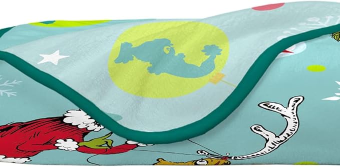 Franco Collectibles The Grinch by Dr. Seuss Holiday Christmas Super Soft Cozy Plush Throw, 40 in x 50 in, (Officially Licensed Product)