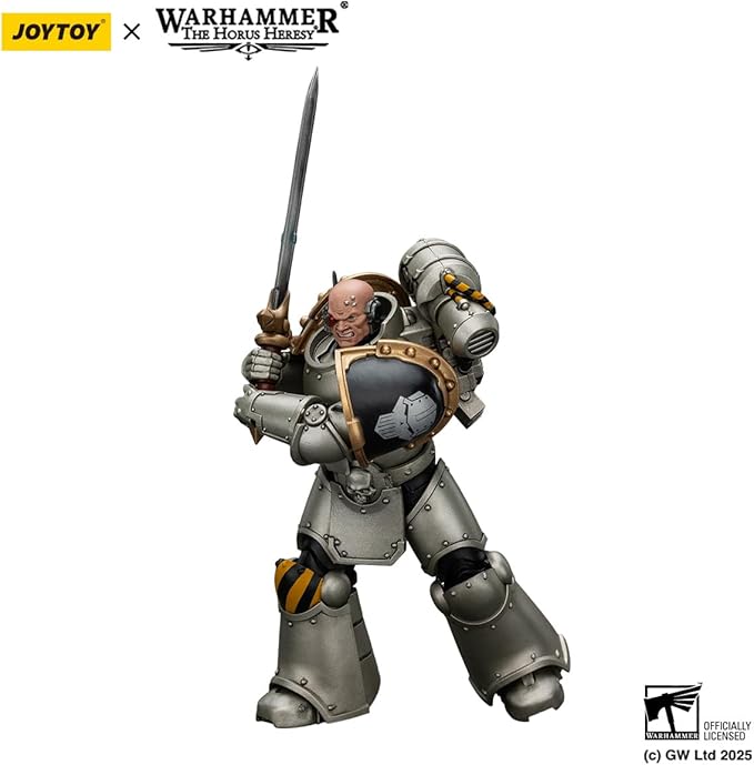JOYTOY Warhammer The Horus Heresy lron Warriors Command Squad Chosen with Legion Standard 1:18 Scale Action Figure Mecha Joy Toy Collection Model 4.8 inch