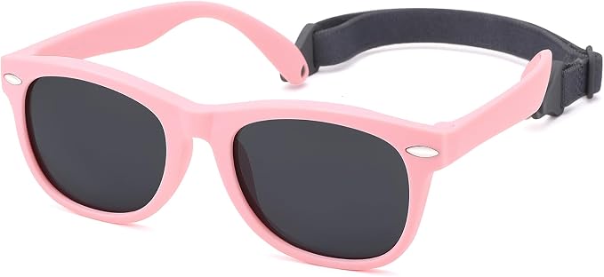 Polarized Baby Sunglasses with Strap - Unbreakable Flexible Infant Sunglasses for Toddlers Age 0-24 Months