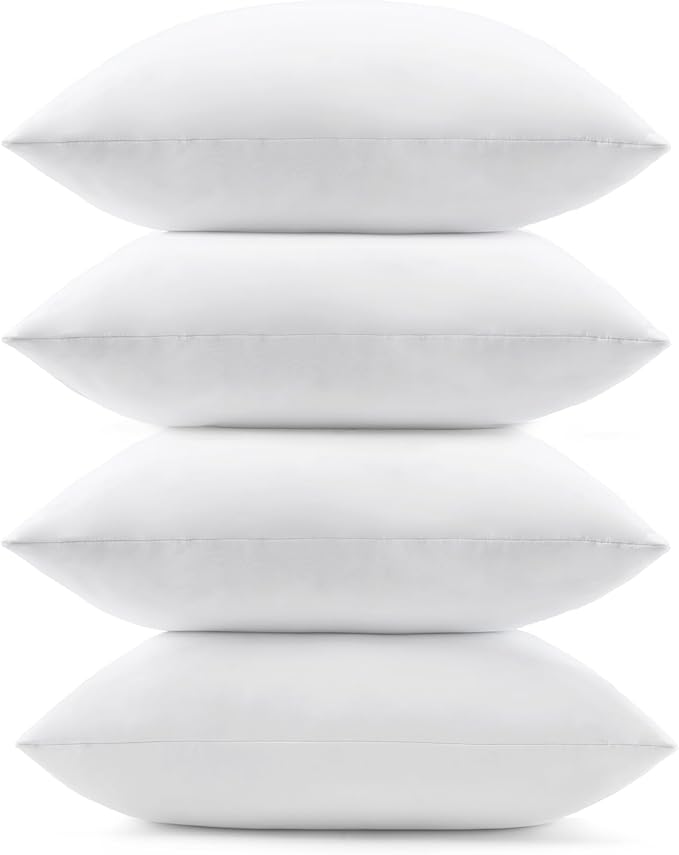 puredown® 12x20 Feather Down Pillow Inserts, Lumbar Pillow Inserts, 4 Pack | Natural Feather Down, Choppable & Decorative, Down-Proof Cover, Throw Pillow Insert for Couch, Chairs, Bed, Sofa, Office