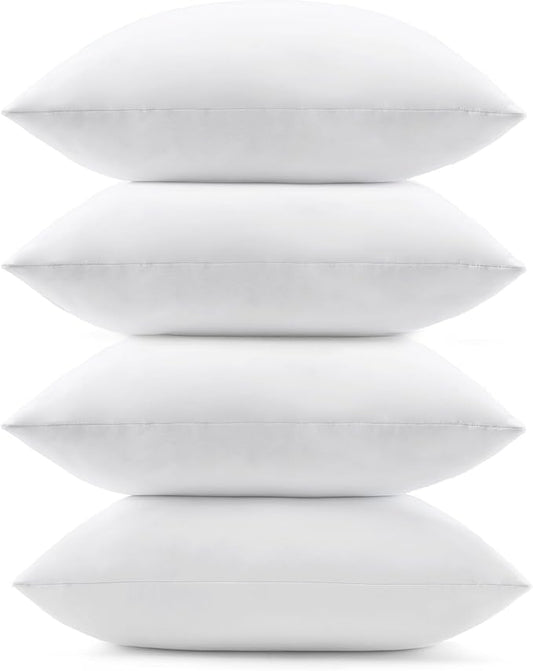 puredown® 12x20 Feather Down Pillow Inserts, Lumbar Pillow Inserts, 4 Pack | Natural Feather Down, Choppable & Decorative, Down-Proof Cover, Throw Pillow Insert for Couch, Chairs, Bed, Sofa, Office