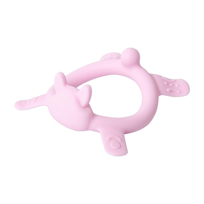 Pigeon Silicone Animal-Shaped Baby Teether, Pink Rabbit, 3M+, 1 Count – Multi-Textured Teething Relief Toys, Lightweight & Easy to Grasp