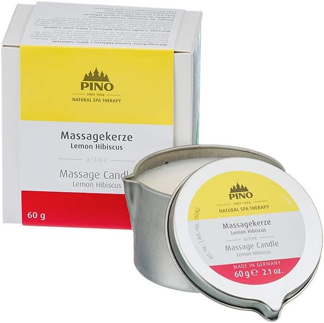 PINO Massage Oil Candle - Scented Candle Melts Into Hydrating Massage Oil - 2.1 oz. - Lemon and Hibiscus - Can Be Used As Massage Candle for Couples, Aromatherapy Candle, or Relaxing Candle
