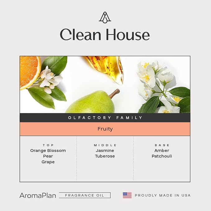 AromaPlan Scents, Clean Smelling Essential Oils, Clean House (5 Fl Oz /148ml) 2 Pack-Fresh Scent Essential Oil for Diffuser, USA Fragrance, Bigger Bottle, Bolder Aroma & Longer Lasting