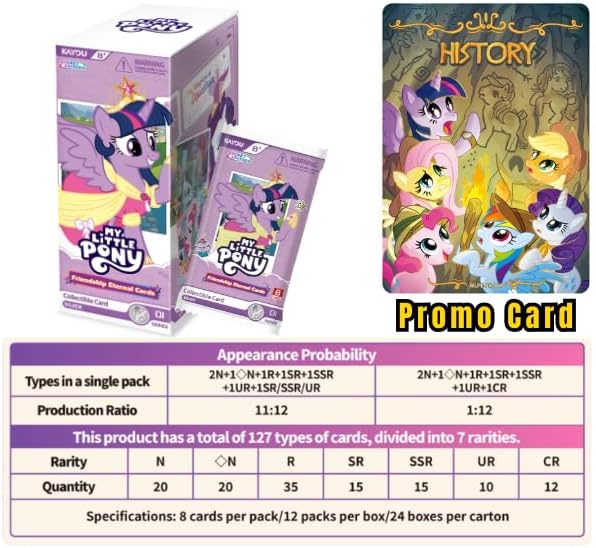 Kayou My Little Pony Friendship Eternal Cards, Fun Moment Edition, English Series 1, Display Box with 12 Packs, 127 Cards, 7 Rarity Levels