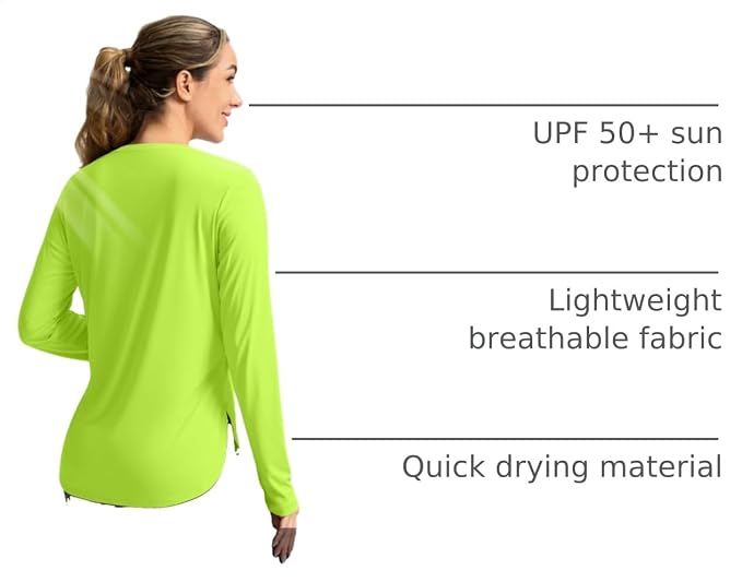 Women's Sun Shirts UPF 50+ Long Sleeve UV Protection Shirt Lightweight Quick Dry Workout Hiking Tops for Women