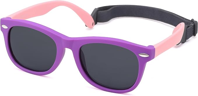 Polarized Baby Sunglasses with Strap - Unbreakable Flexible Infant Sunglasses for Toddlers Age 0-24 Months