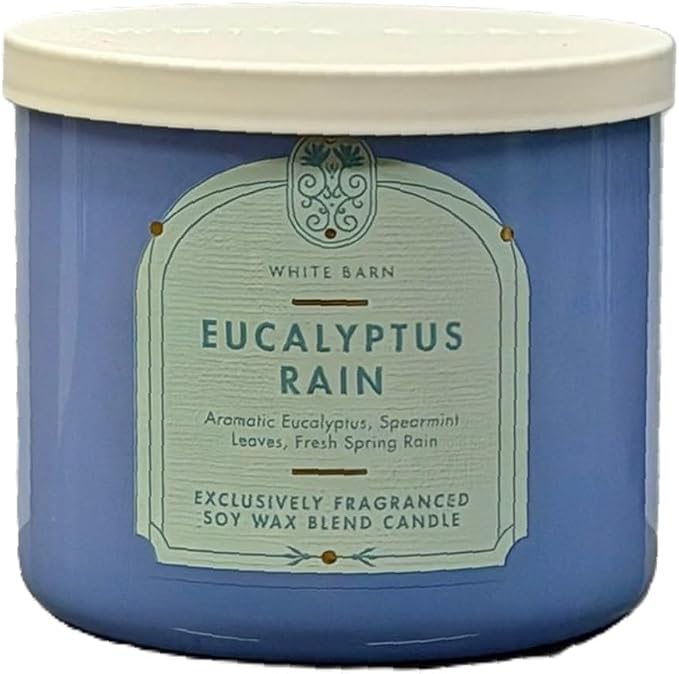 Bath and Body Works Eucalyptus Rain 3 Wick Candle - Soy Wax Blend